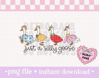 Just A Silly Goose Cup Wrap PNG file ORIGINAL DESIGN - retro and trendy cottagecore design for sublimation - original art