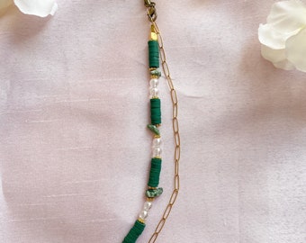 Bijoux de téléphone grigri, idée cadeau, accessoires, bijou personnalisé, pendentif téléphone/ Bracelet perle Heishi personnalisable