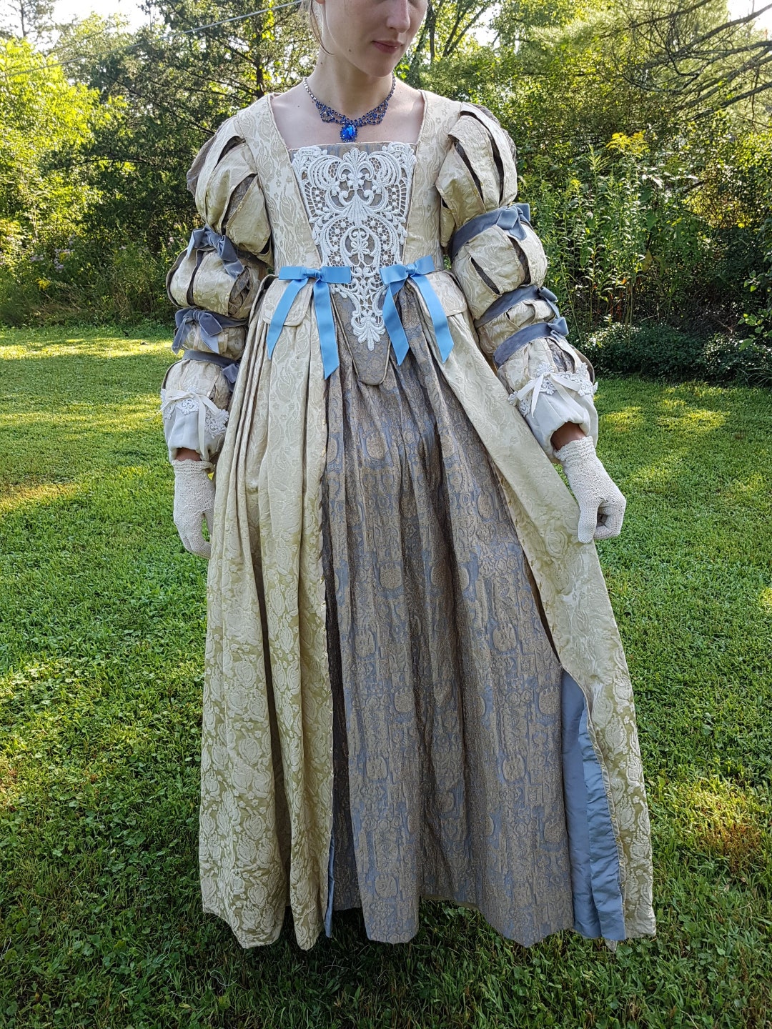 renaissance bridesmaid dresses Full length 100% Cotton Summer Dress Renaissance Faire Chemise Turquoise