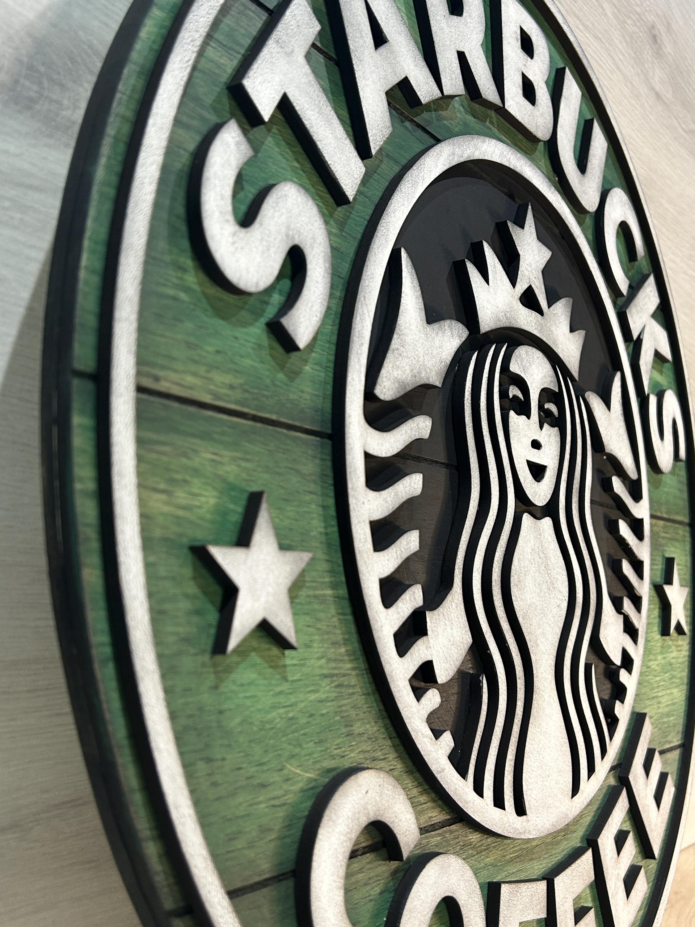 2014★Starbucks WE PROUDLY SERVE 木製サイン Starbucks Coffee Inspired Wooden Sign - Vintage Style - Etsy