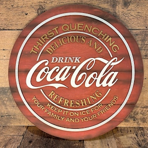Vintage Coca-Cola Wooden Sign – 3D Layered Wall Decor