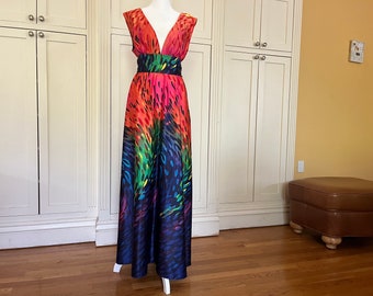 Silky Maxi  Dress With Abstract Pattern