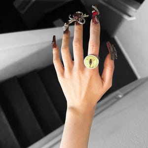 Real Scorpion Stainless Steel Ring, Scorpion Specimen Gothic Adjustable Ring, Scorpio Oddities Ring, Glow in Dark,Novelty Scary Ring