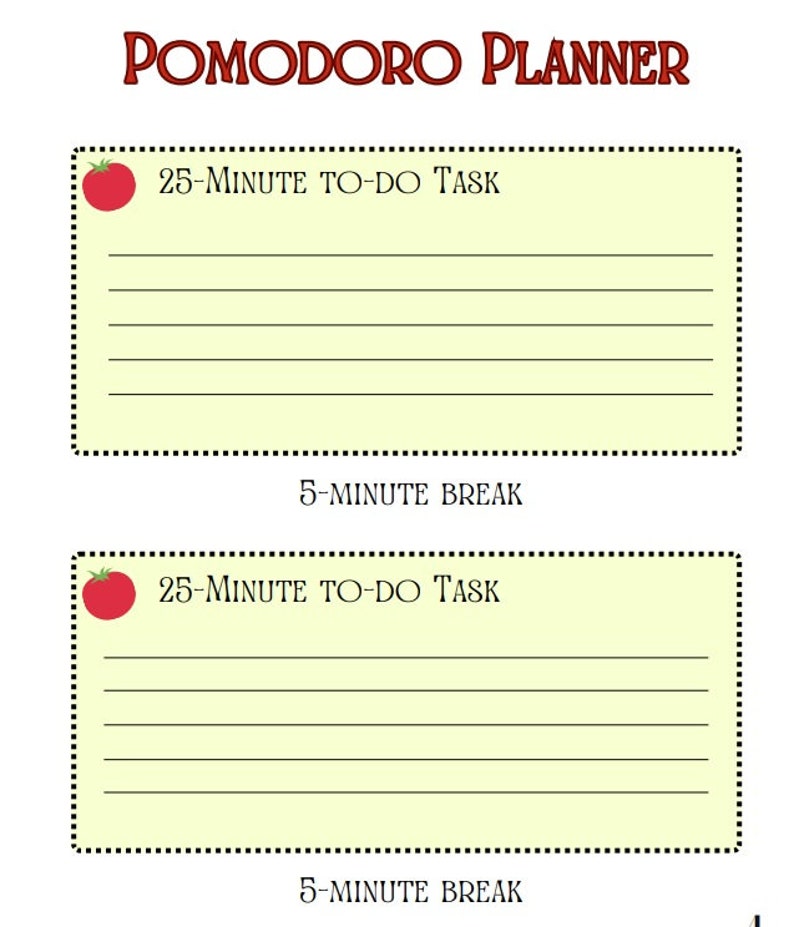 Pomodoro Journal Planner Time Management Journal Improve Etsy