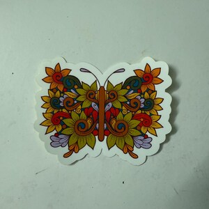 Blue green laptop floral butterfly Self love sticker, moth therapy motivation decal, positive affirmation quote, Whimsical mental health car