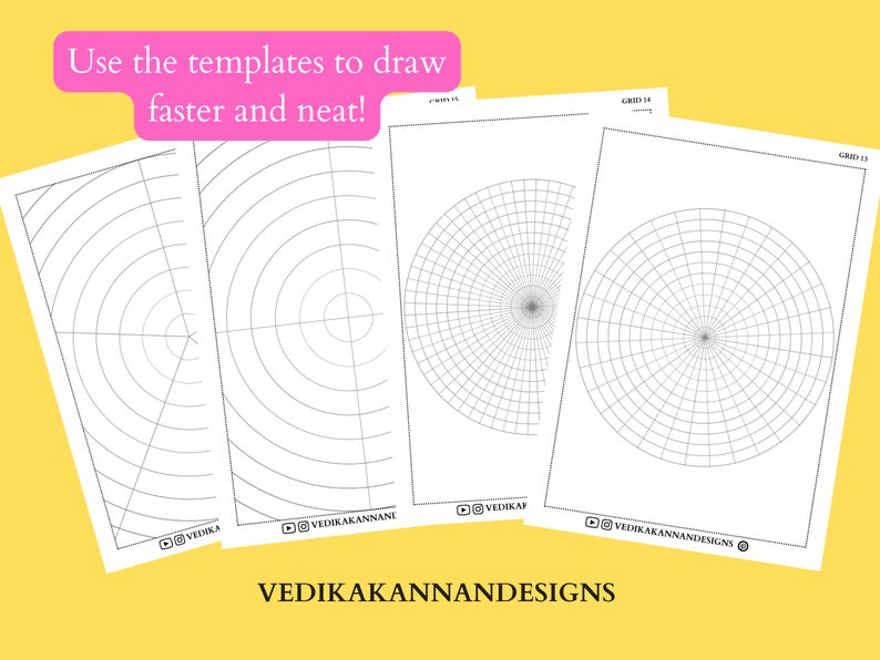 20 Printable Mandala Grid Templates for Mandala Drawing, Digital ...