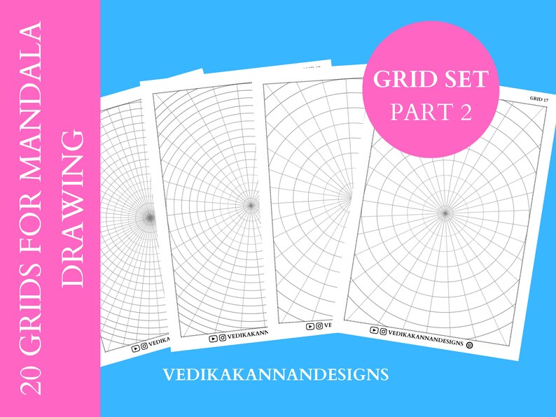 20 Printable Mandala Grid Templates for Mandala Drawing, Digital ...