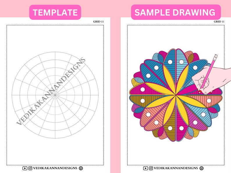 20 Printable Mandala Grid Templates for Mandala Drawing, Digital ...