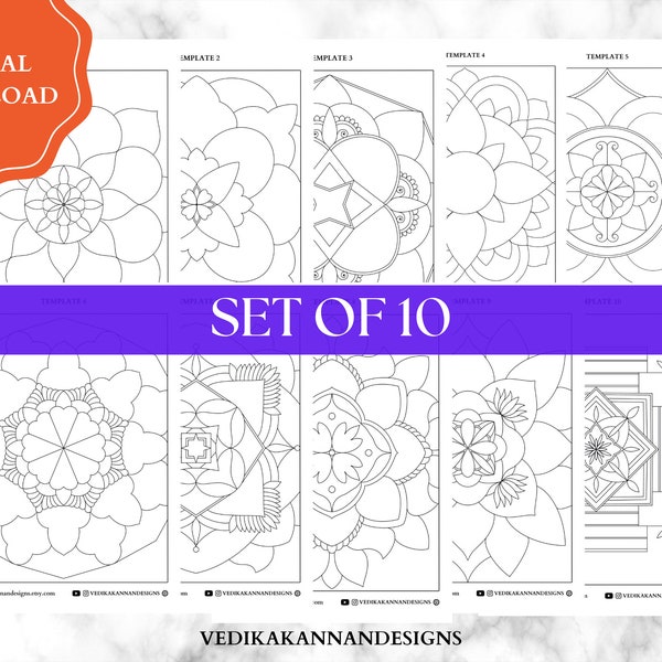 Printable Mandala Fill  in template (part 3) for mandala practice, printable mandala pdf training guide,