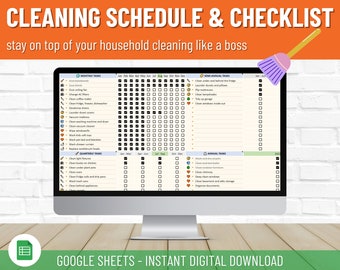 Editable & Printable Weekly Cleaning Checklist Whole House - Etsy