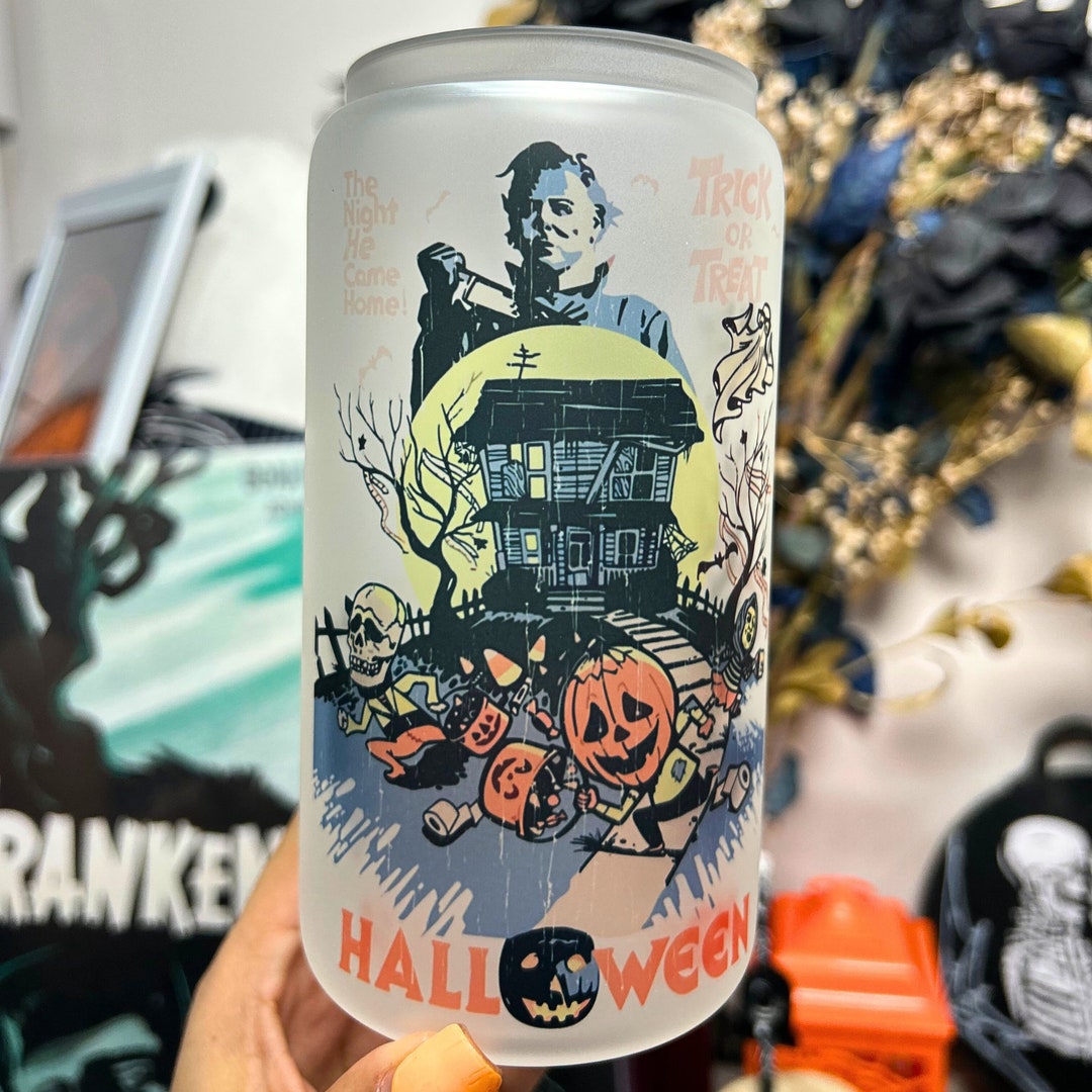 Michael Myers Glass Can Cup Halloween Glass Can Cup Scary Movies Class