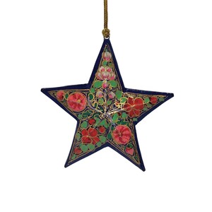 Kashmiri hand painted star Christmas ornament (small size)