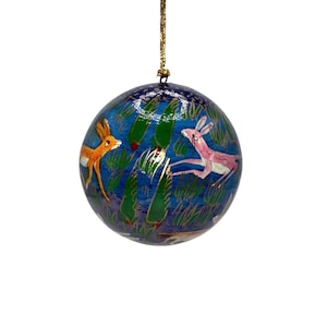 Kashmiri hand-painted papier-mâche Christmas ornament