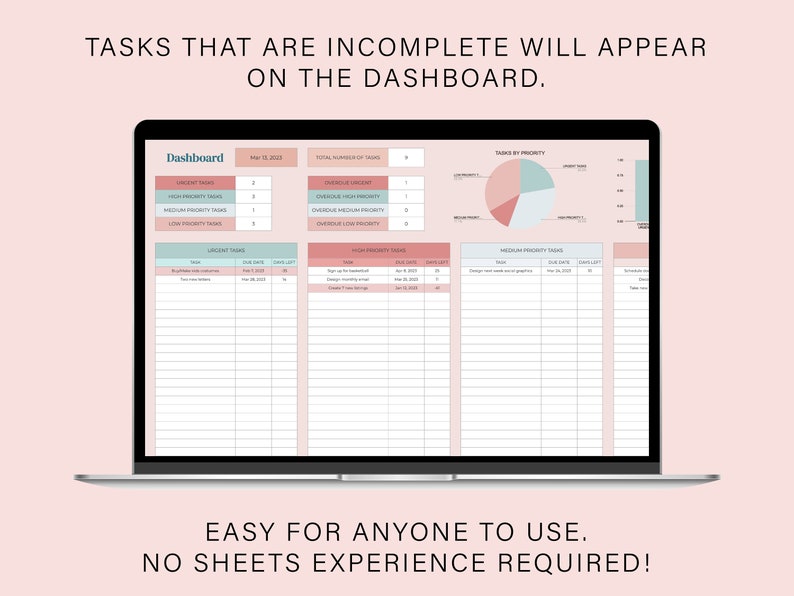 Task Tracking Spreadsheet Task Planner Digital to Do List - Etsy