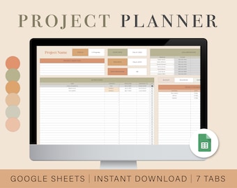 Project Management Planner Spreadsheet | Small Business Project Tracker | Personal Project Planner | Project Management | Google Sheets