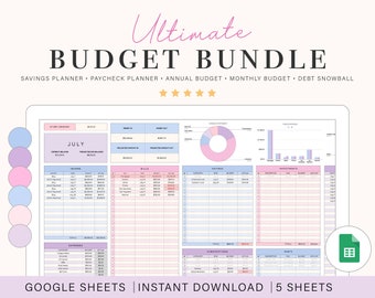 Budget Bundle Spreadsheet Template for Google Sheets Spreadsheet | Annual Budget | Monthly Budget | Savings Planner | Paycheck Budget