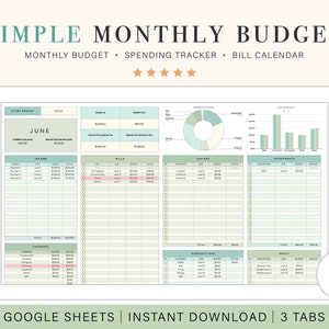 Monatliche Budget Tabelle | Google Sheets Budget Vorlage | Monatlicher Haushaltsplaner