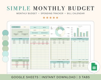 Monthly Budget Spreadsheet | Google Sheets Budget Template | Monthly Budget Planner