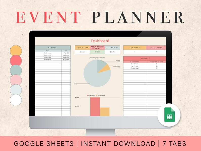 Event Planner Spreadsheet Google Sheets Spreadsheet Template Digital