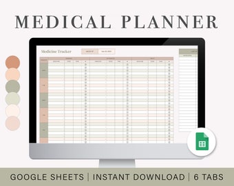 | de feuille de calcul du planificateur médical | de suivi numérique des médicaments suivi des rendez-vous | | Google Sheets Journal de sucre dans le sang | Journal de la pression artérielle