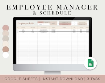 Employee Info and Absence Tracker | Monthly Employee Schedule | Business Manager Spreadsheet Template | Google Sheets
