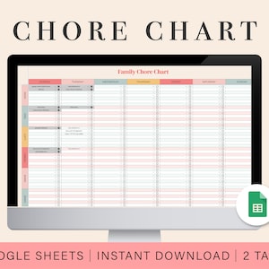 Family Chore Chart | Google Sheets Spreadsheet Template | Digital Chore Tracker | Weekly Chore Chart