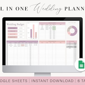 Wedding Planning Spreadsheet | Wedding Budget Planner | Wedding Checklist | Wedding Guest List | Google Sheets Template