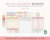 Multi Account Budget Spreadsheet | Budget for Multiple Accounts | Debit and Credit Budget Spreadsheet for Google Sheets | Savings Tracker