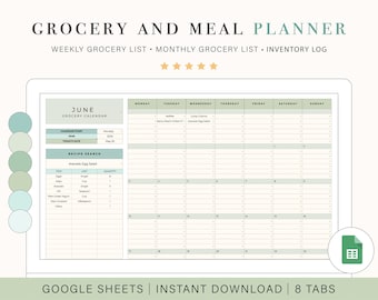 Digital Grocery List & Meal Planner | Meal Prep Template for Google Sheets