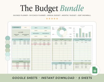 Budget Bundle Spreadsheet Template for Google Sheets Spreadsheet | Annual Budget | Monthly Budget | Savings Planner | Paycheck Budget