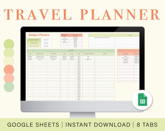 Digital Travel Planner | Google Sheets Spreadsheet | Packing List | Vacation Budget Planner | Trip Itinerary