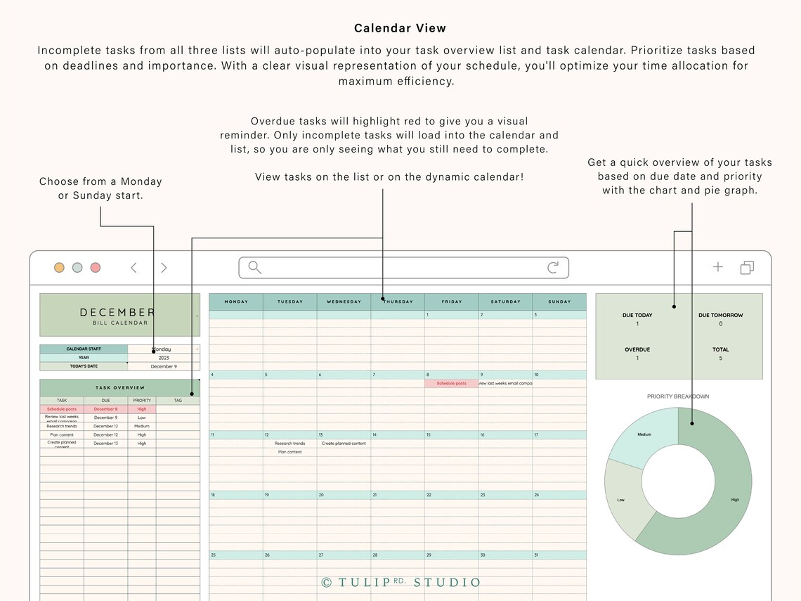 Task Tracking Spreadsheet | Task Planner | Digital to Do List | Google ...