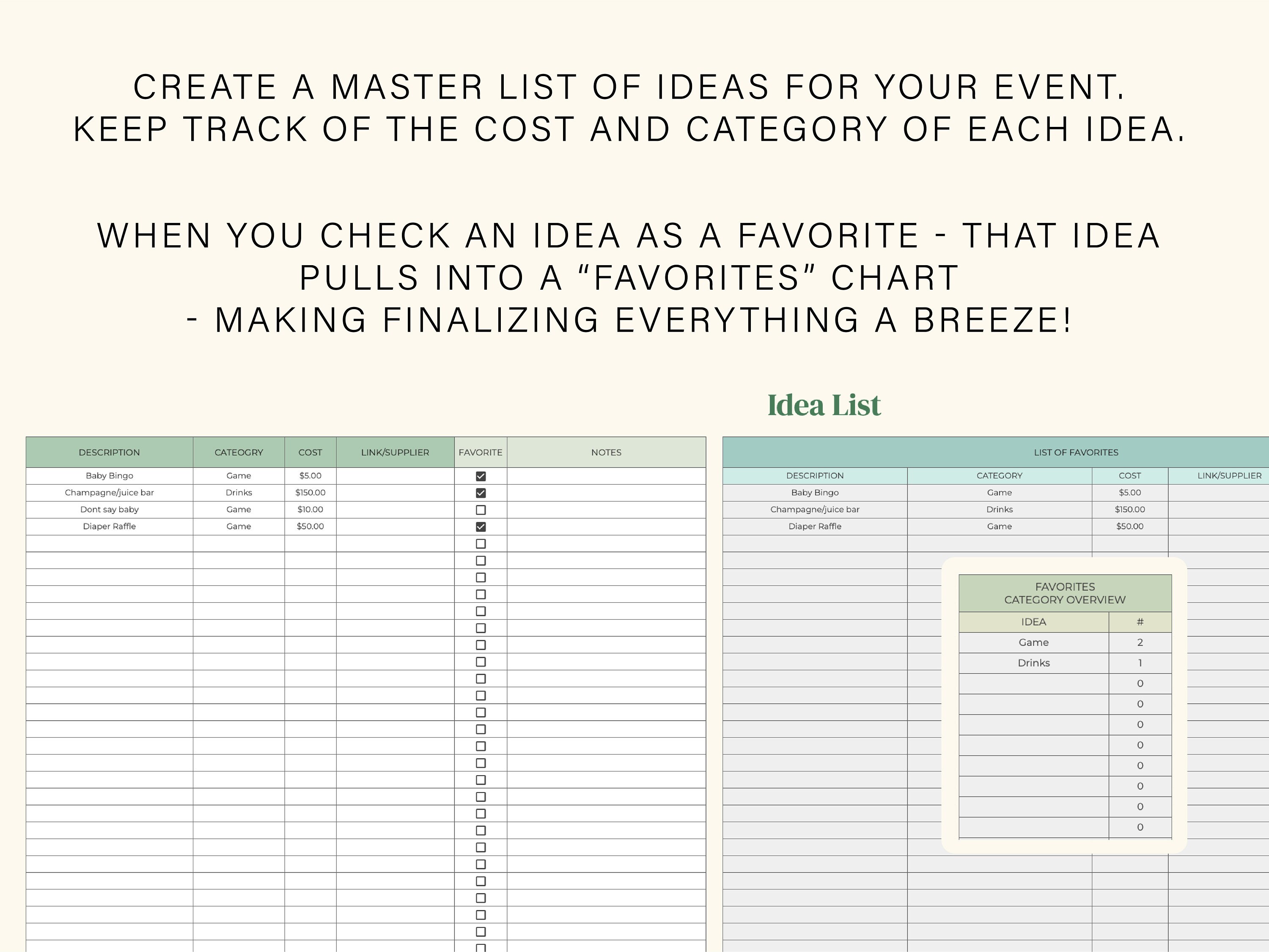 Event Planner Spreadsheet Google Sheets Spreadsheet Template - Etsy