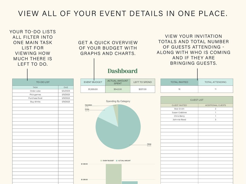 Event Planner Spreadsheet Google Sheets Spreadsheet Template Digital ...