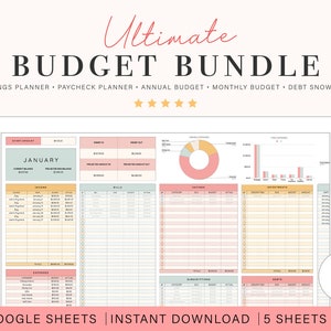 Budget Bundle Spreadsheet Template for Google Sheets Spreadsheet | Annual Budget | Monthly Budget | Savings Planner | Paycheck Budget