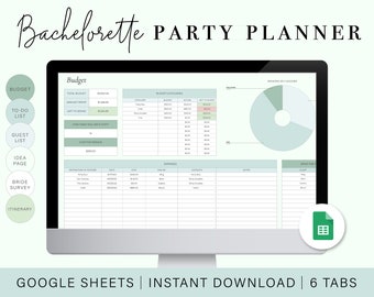 Bachelorette Party Planning Spreadsheet | Bachelorette Trip Planner | Google Sheets Spreadsheet Template