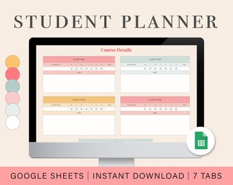 college assignment organizer Digital Student Planner | College Planner | Course Tracker | Google Sheets | Assignment Tracking Spreadsheet