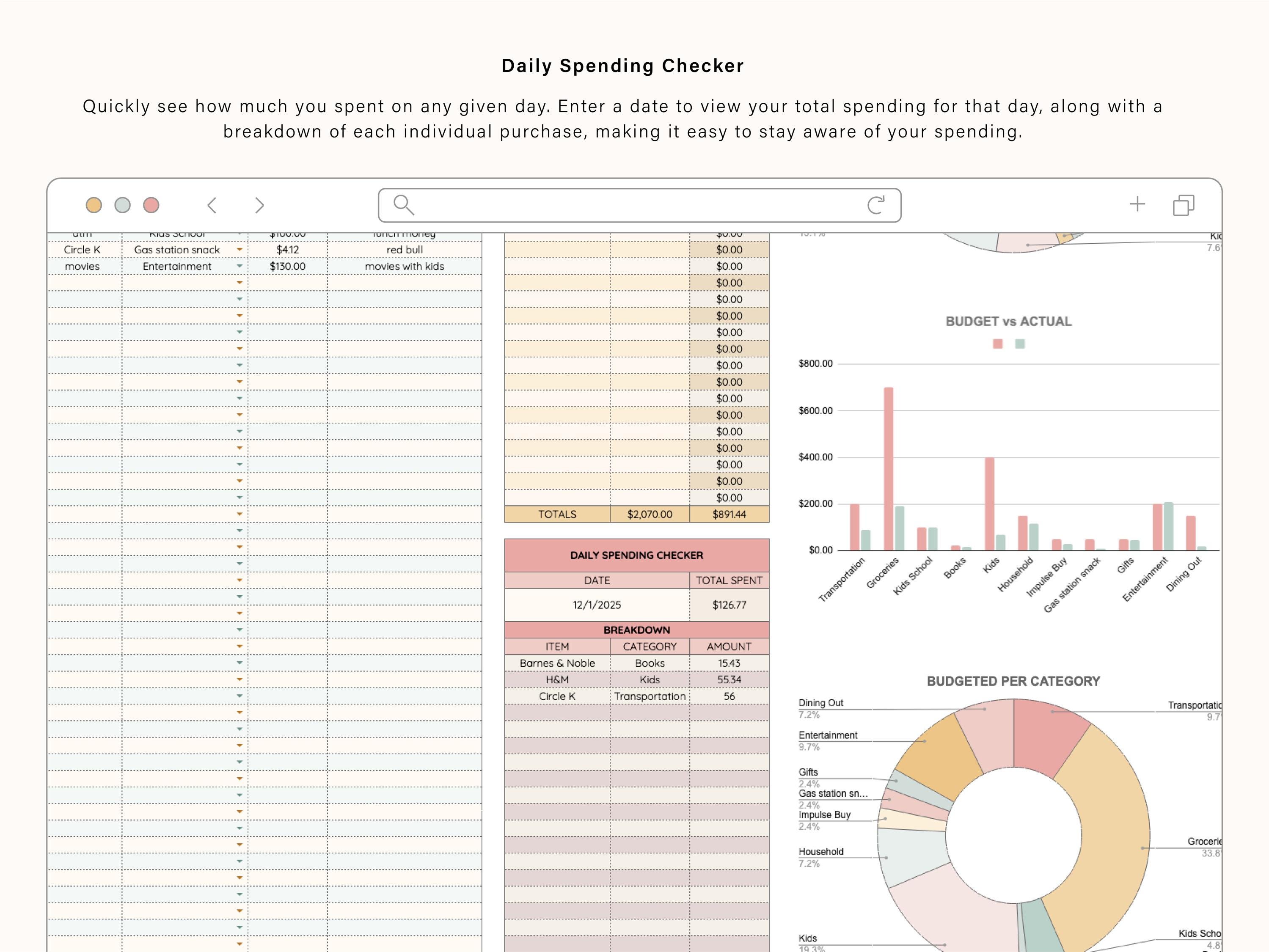 Expense Tracker for Google Sheets | Spreadsheet Budget Template - Etsy