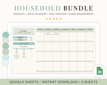 Ultimate Home Management Bundle | Task Tracker | Meal Planner | Digital Grocery List | Home Project Planner | Life Planner