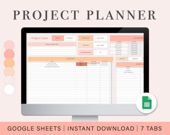 Project Management Planner Spreadsheet | Small Business Project Tracker | Personal Project Planner | Project Management | Google Sheets
