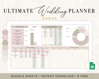 Wedding Planning Spreadsheet | Wedding Budget Planner | Wedding Checklist | Wedding Guest List | Google Sheets Template