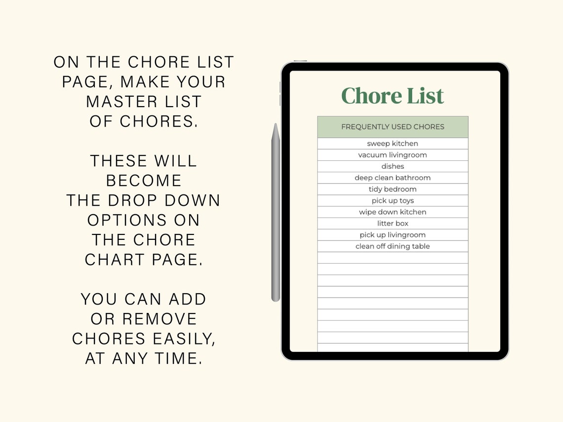 Family Chore Chart | Google Sheets Spreadsheet Template | Digital Chore