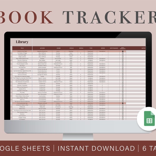 Book Tracker Spreadsheet Reading Log Google Sheets Etsy