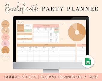 Bachelorette Party Planning Spreadsheet | Bachelorette Trip Planner | Google Sheets Spreadsheet Template