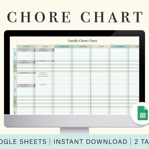 Family Chore Chart | Google Sheets Spreadsheet Template | Digital Chore Tracker | Weekly Chore Chart