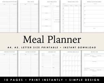 Meal Planner Printable | Weekly Meal Plan | Printable | Bundle | Digital Download | A4, A5, Letter Size