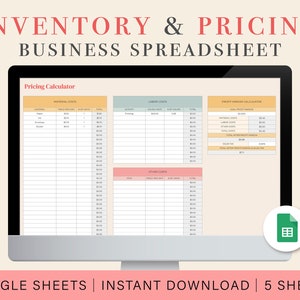 Pricing Calculator | Inventory Spreadsheet | Small Business Spreadsheet | Google Sheets Template | Business Management Spreadsheet