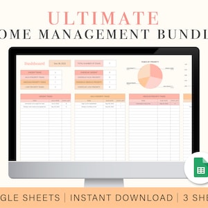 Ultimate Home Management Bundle | Task Tracker | Meal Planner | Digital Grocery List | Home Project Planner | Digital Life Planner