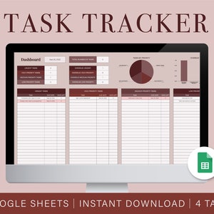 Task Tracking Spreadsheet | Task Planner | Digital To Do List | Google Sheets Template | Productivity Planner