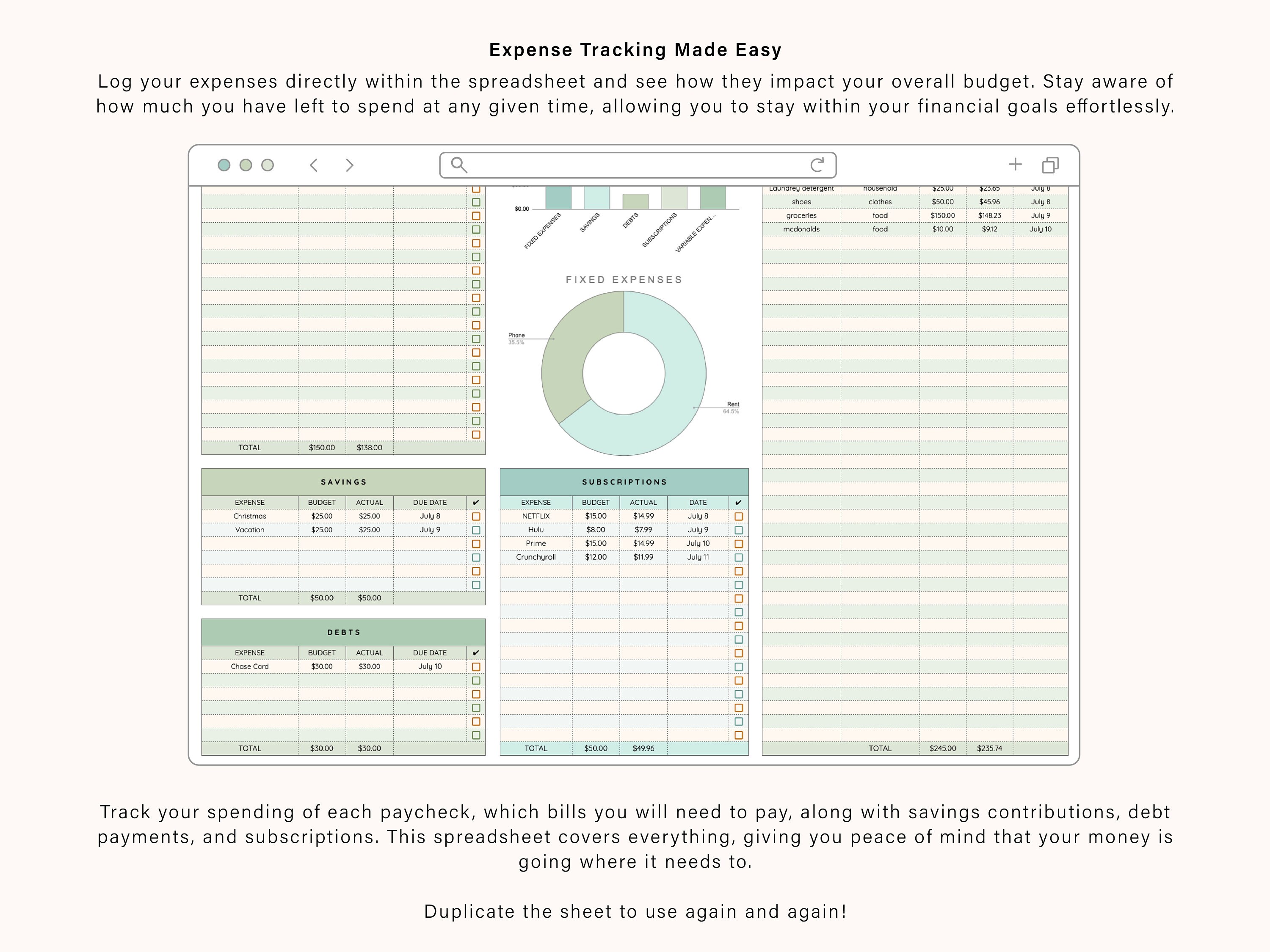 Paycheck Budget Spreadsheet for Google Sheets Template for Budgeting ...